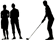small image of three ladies in silhouette, one holding a golf club