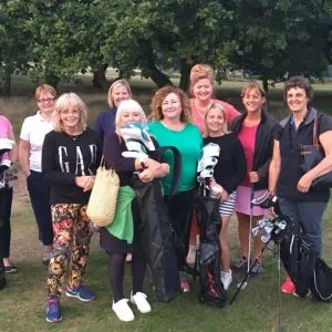 Image of ladies taking part in Love.golf, a beginners golf class run by Kelly Bridges Golf at Broadstone Golf Club